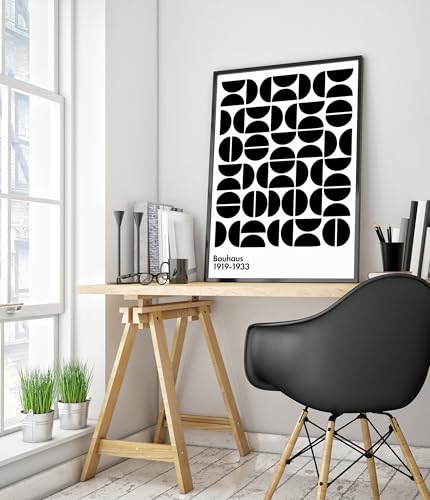 Black Semi-Circles Poster, Bauhaus Print, Framed Abstract Art, Mid-Century Wall Art, Modern Home Decor, Gift Idea - Image 2