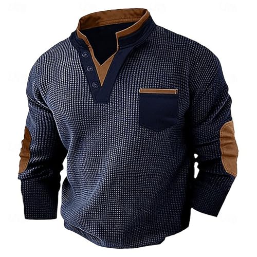 ZYXTIM Men's Waffle Knit Henley Shirts Fashion V...
