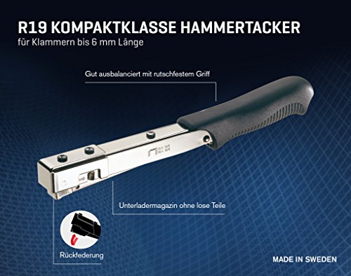 Rapid R19 Marteau agrafeur ergonomique pour fixation de bâche et isolant mince