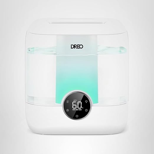 Dreo 6L Top Fill Humidifiers for Bedroom, 60H Runtime 28 dB Quiet Supersized Cool Mist Air Humidifiers for Large Room, Baby Nursery, Plant, Indoor, Night Light, Easy to Clean, Precise Humidity Control