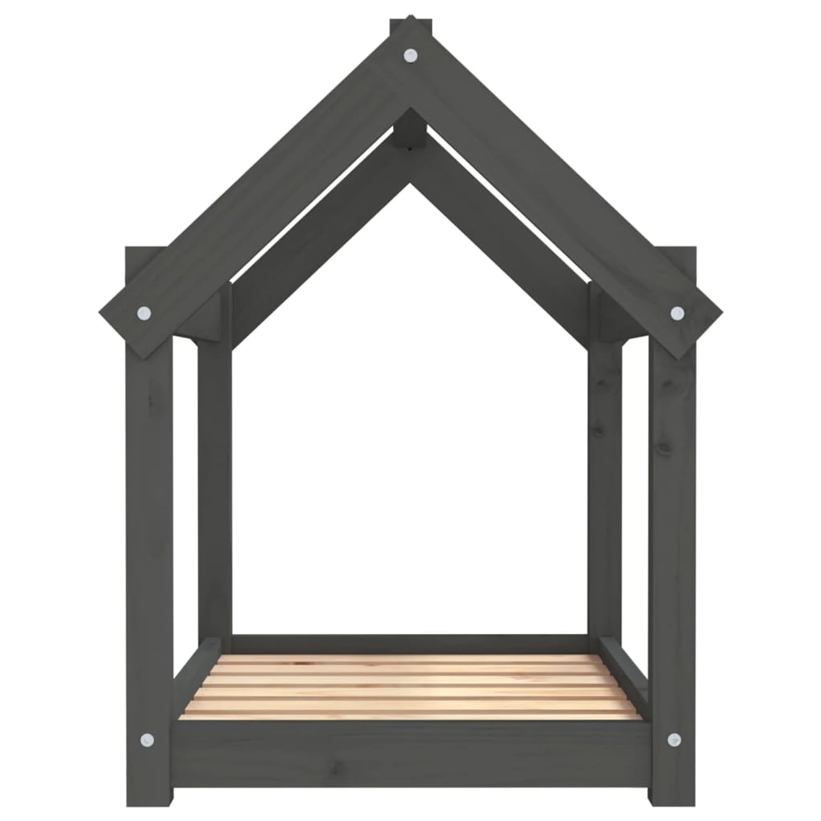 Legowisko dla psa, szare, 71 x 55 x 70 cm, lite drewno sosnowe | Lite drewno sosnowe, stabilna rama drewniana, prosty design do minimalistycznych pomieszczeń mieszkalnych