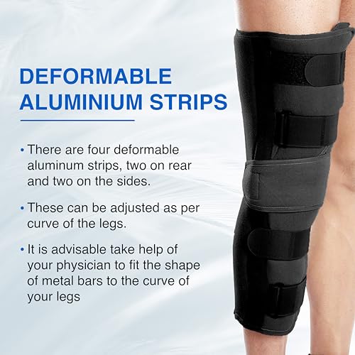 Image of Wonder Care Knee Immobilizer Cotton Brace Support Dislocation Injuries Ligament Tear Wraparound Stabilizer Splint For Men & Women (19 Long) (S)