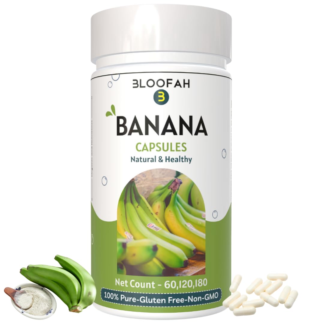 Banana Fruit Extract Capsules 5000mg | Natural Herbal Supplement, Non-GMO, Gluten-Free, 100% Pure Banana Fruit Powder, 500mg 10:1 Concentrate (Musa Spp.) for Healthy Lifestyle - 60 Capsules