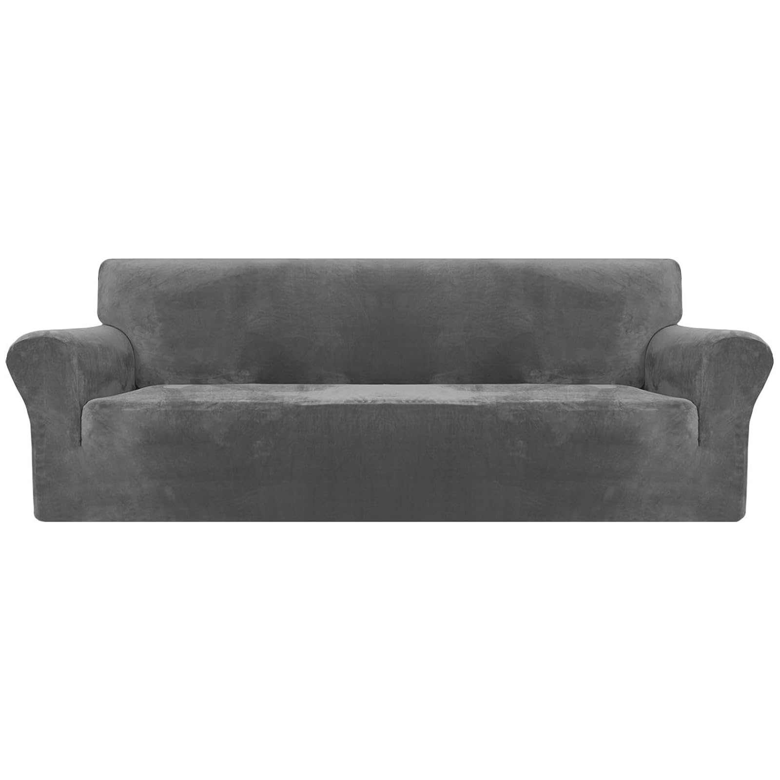 XINEAGE 1 Piece Velvet Couch Covers for 3 Cushion Couch High Stretch Sofa Cover for Pets Dogs Anti Slip Extra Large Sofa Slipcovers Furniture Protector (4 Seater, Grey)