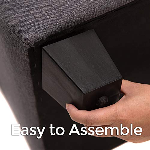 GOOD & GRACIOUS 42.1\" Rectangular Storage Ottomans, 3-Piece Fabric Tufted Upholstered Bench Set with Hinged Lid Footrest Stool, Coffee Table, Holds Up to 600lb, Gray - Thumbnail 2