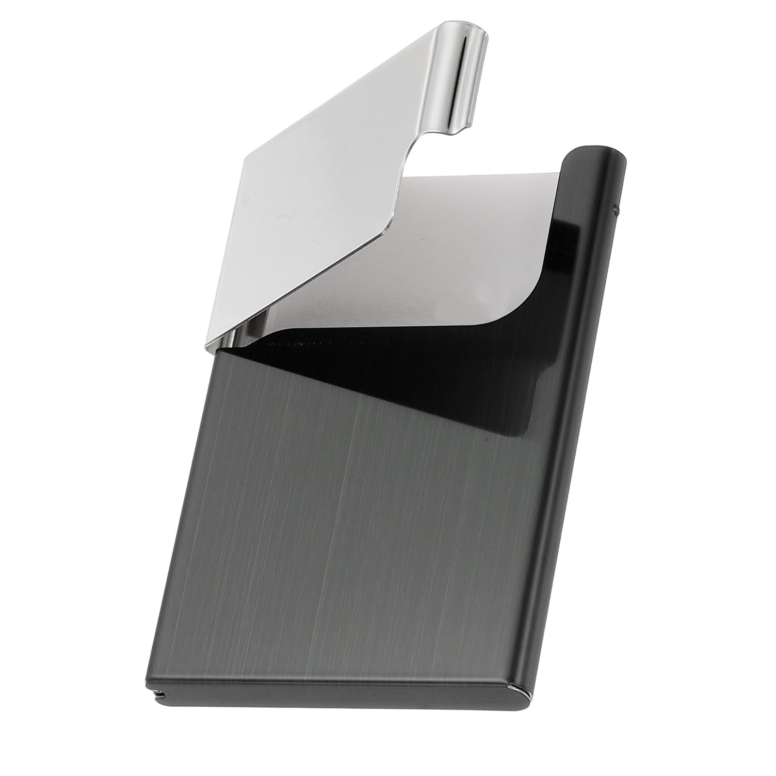 PATIKIL Metal Business Card Holder, Professional Name Card Holder Business Card Pocket Case for Men & Women Office Credit ID Organization, Black/Bright Silver