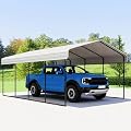 12x20FT Metal Carport,Heavy Duty Carport with Reinforced Frame and Galvanized Steel Roof, Large Outdoor Garage Shelter Shade Car Port for Pickup Trucks, Boats, Cars & Tractors, Farm Tools, Cream White