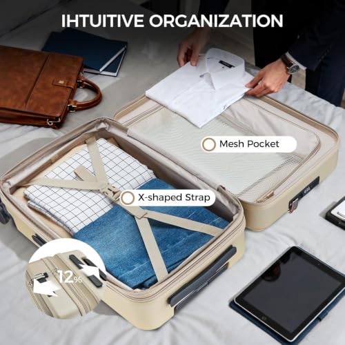 Image of Carry on Luggage Top opening Suitcases, Expandable with Cup Holder and USB Charging Port,Lightweight with Front Pocket Rolling Suitcases with Spinner Wheels