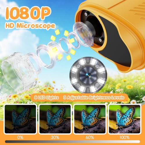 Image of 1000X Handheld Digital Microscope for Kids (Yellow)
