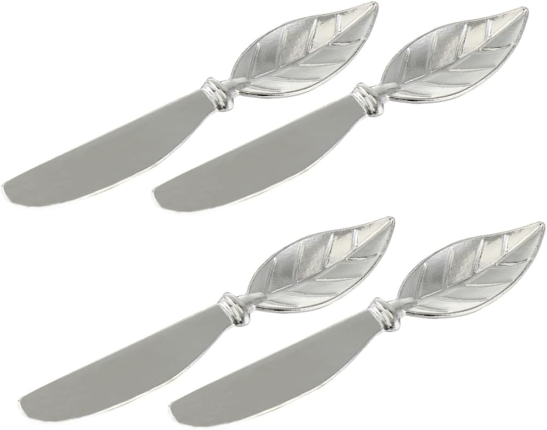 Leaf Shaped Butter Knife Set 4pcs Zinc Alloy for Cheese Platters