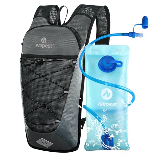 Hydration Pack Backpack, Water Backpack with 2L Water Bladder for Hiking Cycling Running, Grey