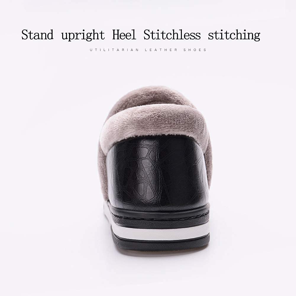 Asifn Zapatillas de Invierno Para Hombres y Mujeres en Casa Zapatos Calientes Zapatos de Cuero y Algodón Para Mantenerse Calientes
