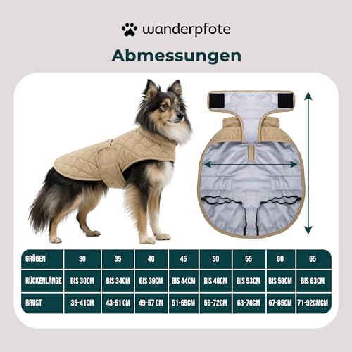 Wanderpfote Hundemantel – Steppjacke Hundejacke Stilvoll und Elegant – Hundemantel Wasserdicht – optimal für kleine und mittelgroße Hunde (Beige, S)