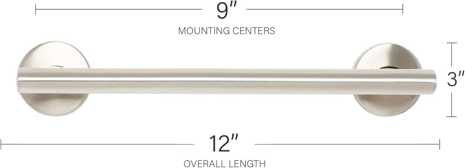 12" Satin Stainless Steel Wall Mounted Bathroom Grab Bar