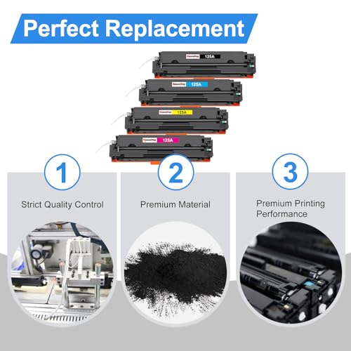 Image of Compatible Toner for HP 125a Toner Cartridges 4 Pack | for HP Color LaserJet CM1312nfi CM1312 MFP CP1215 CP1515 CP1518ni Printer (Includes CB540A CB541A CB542A CB543A)
