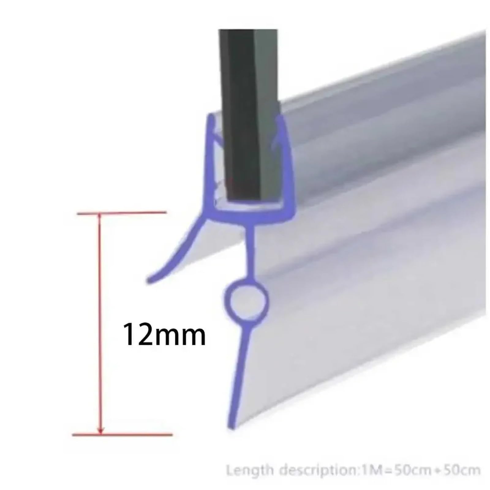 5 m Badezimmer-Duschdichtung, Badewannenabtrennung, transparenter Wasserabweiser, nass-trocken, 4–6 mm Gummistreifen für Duschtüren, Glas(17mm)