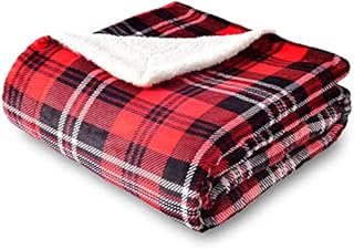 SOCHOW Sherpa Plaid Fleece Throw Blanket, Double-Sided Super Soft Luxurious Bedding Blanket 150cm×200cm, Green