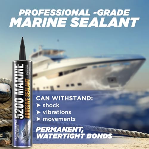 Image of 5200 Marine Sealant - Fast-Cure, High-Bond, UV-Resistant Underwater Marine Adhesive Sealant for Boats, Hulls, Decks, and RVs - with Gloves, Nozzle, White 10 oz