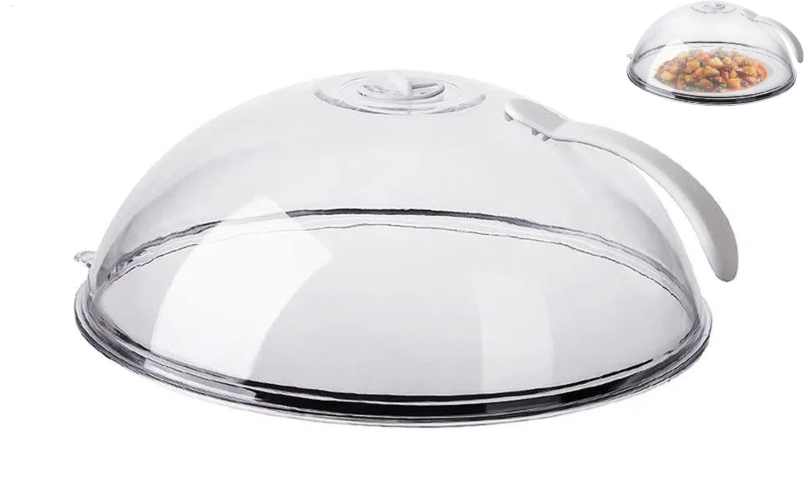Campana de microonda, campana de cristal de imitación, tapa de microondas patio con asa, 26 x 26 x 10 cm, agujeros de vapor ajustables, tapa perfecta para microondas pequeños y grandes
