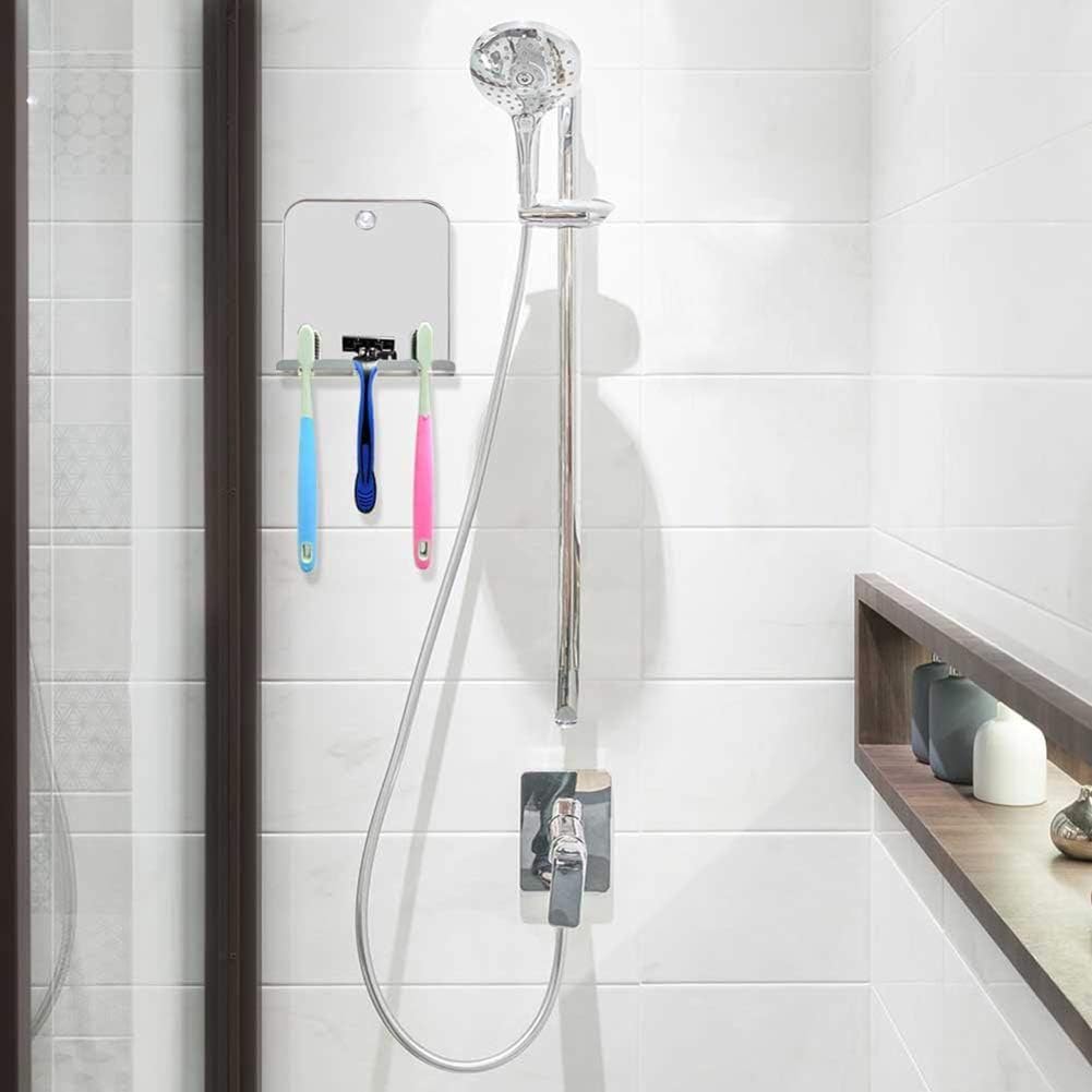 Shower Shaving Mirror, Fogless Shower Mirror with Razor Holder Acrylic Shower Makeup Shave Mirror Wall Hanging Mirror with 2 Suction Hook, Portable Traveling Shaving Mirror -