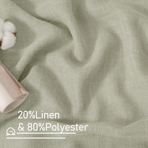 Image of LAMIT Sheer Linen Curtains 63 Inch Length for Bedroom, Faux Linen Textured Light Filtering Neutral Bronze Grommet Window Treatment Drapes for Living Room, 2 Panels, 52 x 63 Inch, Sage Grey