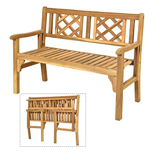 25 Creative Garden Bench Ideas to Enhance Your Outdoor Space 4 Giantex 4 Ft Foldable Outdoor Bench, Acacia Wood Outside Loveseat with Curved Backrest and Armrest, 705Lbs Weight Capacity, Garden Bench for Patio, Park, Porch, Balcony