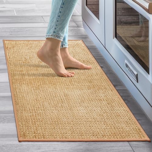 Tyrot Kitchen Rugs and Mats Non Slip Washable Non Skid Rubber Floor Mat for Standing, Front of Sink, Entrance, Laundry – Absorbent, 20″x32″, Beige
