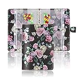 Hennaja Pill Organizer Book,Pill Pouches Clear Plastic Pill Bags Self Sealing Travel Medicine Organizer Storage(1-Black Rose)
