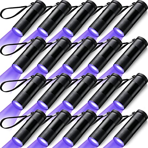 Hortsun Blacklight Flashlights Small UV Lights 395nm LED Portable Ultraviolet Light Detector Mini Flashlight Torch for House Dog Cat Pets Urine Stains Bed Bugs(20 Pcs)