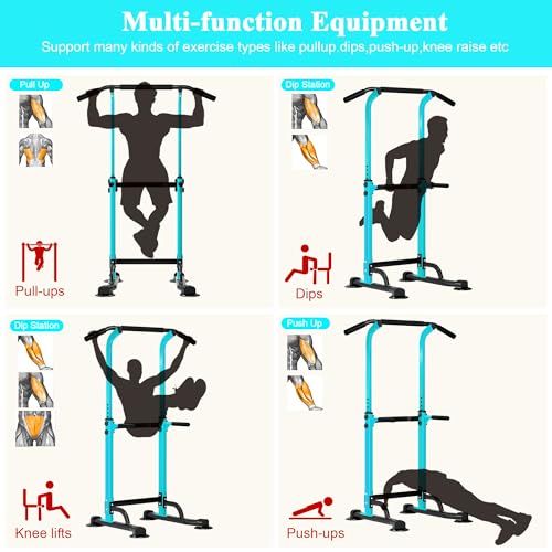 Image of DlandHome Power Tower Pull Up Dip Station Multi-Function Fitness Equipment for Strength Training Adjustable Height Dip Stand for Home Gym