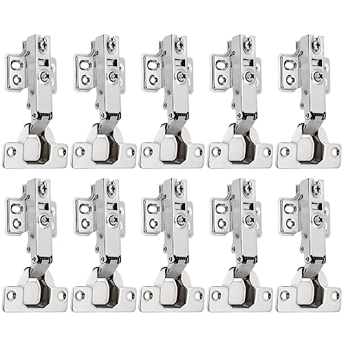 10 Stück Eckanschlag Standard Schrankscharnier mit Soft Close Automatikscharnier Schranktür Öffnungswinkel 110° mit Hydraulisch Feder Topfscharnier Dämpfung Scharniere für Küchenschrank Kleiderschrank