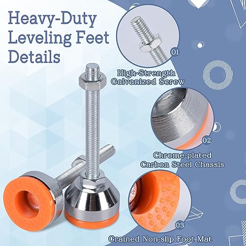 Tycoonest 4 PCS M10xThread 80xBase 40 Leveling Feet Adjustable Carbon Steel Machine Feet Heavy Duty Furniture Leveler for Furniture,Table - Image 3