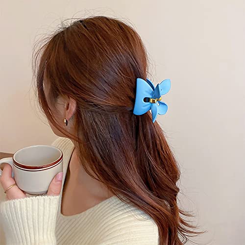 Ahoney 5 Pack Large Claw Clips For Thick Hair Blue Matte Hair Clips 3.4-4.3 Inch French Jaw Clips For Hair Big Hair Clamp Medium Butterfly Flower Banana Clips Hair Accessories For Women Strong Hold Non Slip Hair Styling(Blue) #TOP6