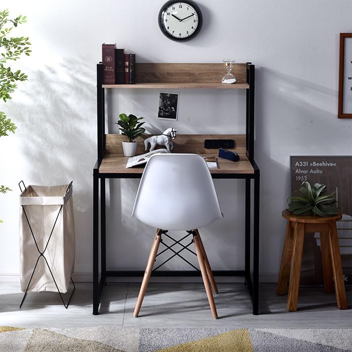 Amazon | 北欧オーク 木製 パソコンデスク ワークデスク 学習机 80cm幅