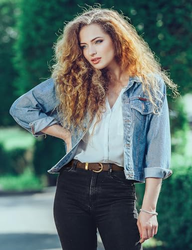 Womens Belt for Jeans Genuine Leather Belt Vintage Solid Brass Circle buckle Gift Box Packaging3