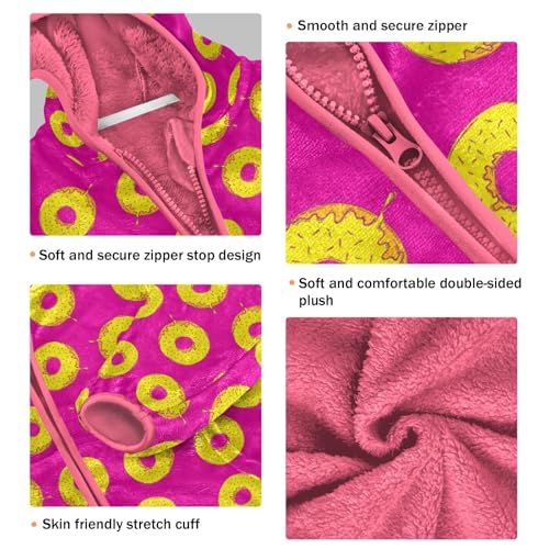 Doughnut Toddler Fleece Jacket Baby Girls Hooded Zipper Long Sleeve Thick Warm Outerwear 3-10 Years3