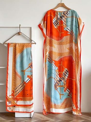 Women's Floral & Butterfly & Peacock Print Cape Shawl & Scarf Set, Colorful Wrap Scarves for Evening Dress4