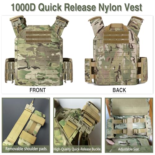 Image of TWINFALCONS Quick Realse 1000D Nylon modular cutting tactical hunting vest personal protective for hunting (CP-Camo)