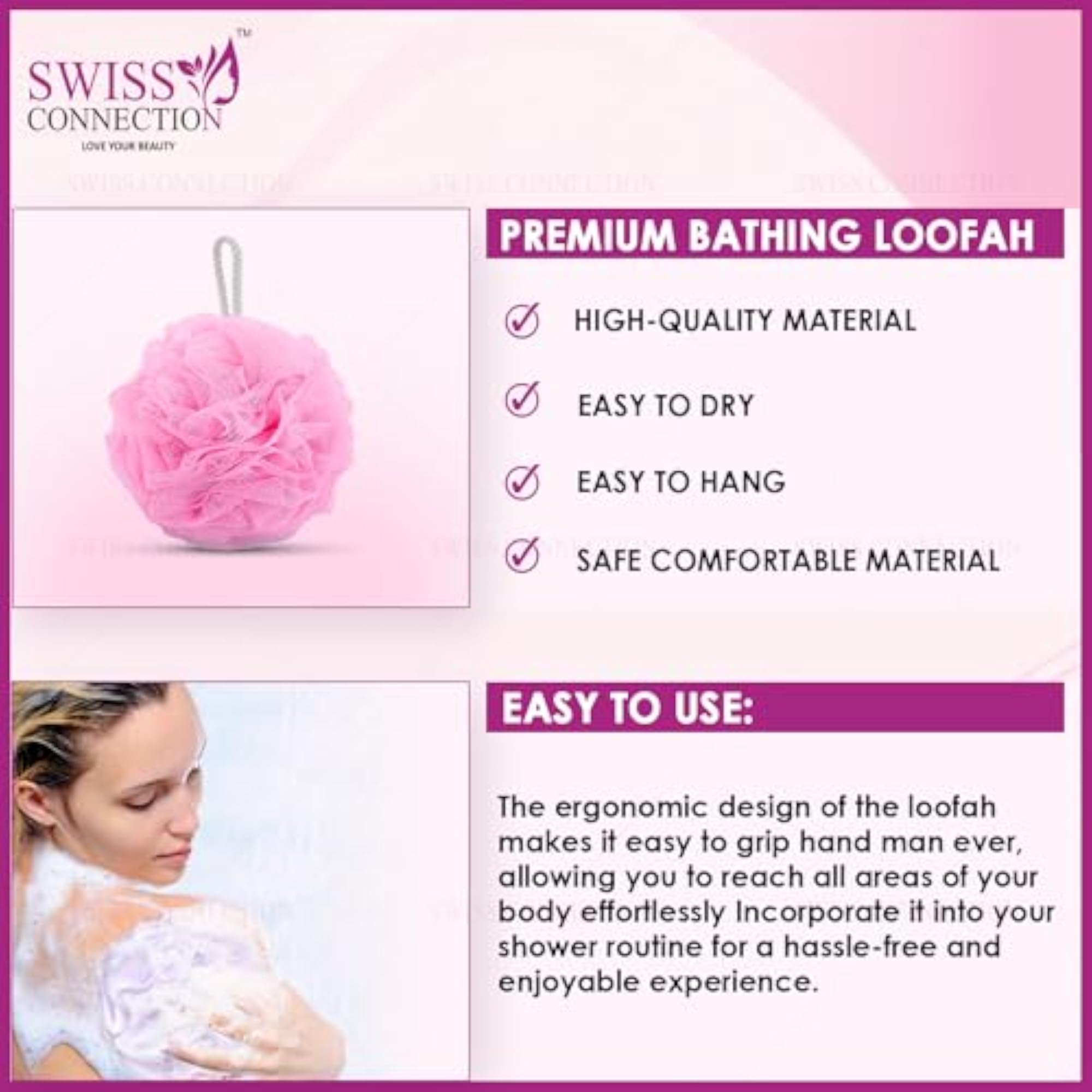 Extra Fluffy Round Loofah Bath Scrubber, Multicolor Set