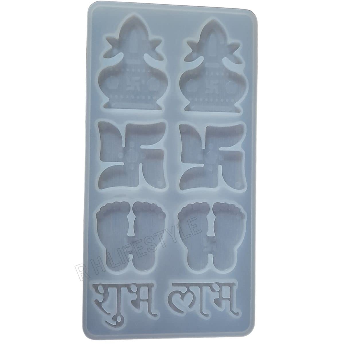 R H lifestyle Swastik Kalash Mix Shubh Labh Silicone Casting Mould Pack of 1 SM4529-image-20