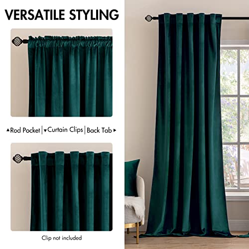 Image of MIULEE Velvet Blackout Curtains 52x84 inches 2 Panels Emerald Green | Luxury, Bedroom Living Room, Thermal Insulated, Home Christmas Decor, Super Soft Window Drapes, Rod Pocket & Back Tab