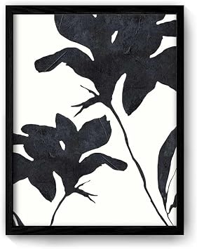 OVVGVV Black and White Framed Canvas Wall Art, Minimalist Floral Boho Art Decor for Living Room, Bedroom, Office, Gallery 16x12 Inch Framed ArtType2
