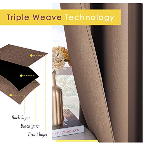 Nicetown Window Draperies Blackout Curtain Panels, Window Treatment Thermal Insulated Solid Grommet Blackout Drapes For Bedroom (One Pair, 42 By 54 Inch, Cappuccino) #TOP2