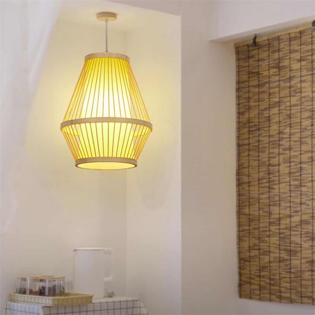 Lampa wisząca z naturalnego bambusa dwuwarstwowa lampa wisząca z drewnianą baldachimem antyczna pojedyncza lampa wisząca lampa sufitowa lampa wisząca