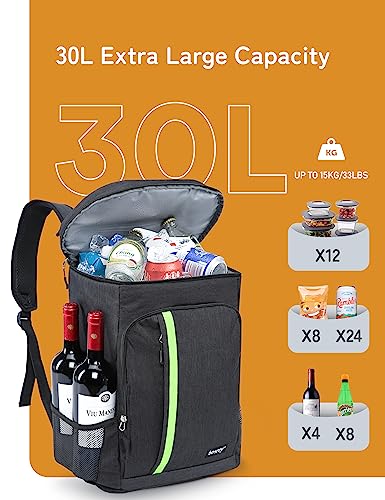 Besrey 30L Cooler Backpack Insulated Soft Large Lunch Backpack With Cooler Compartment Cooling Bag For Camping, Bbq, Family Outdoor Activities 39 Cans #TOP1