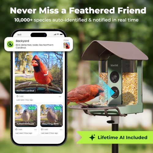 Image of Kiwibit Smart Bird Feeder with 4K AI Camera Solar Powered, No Subscription