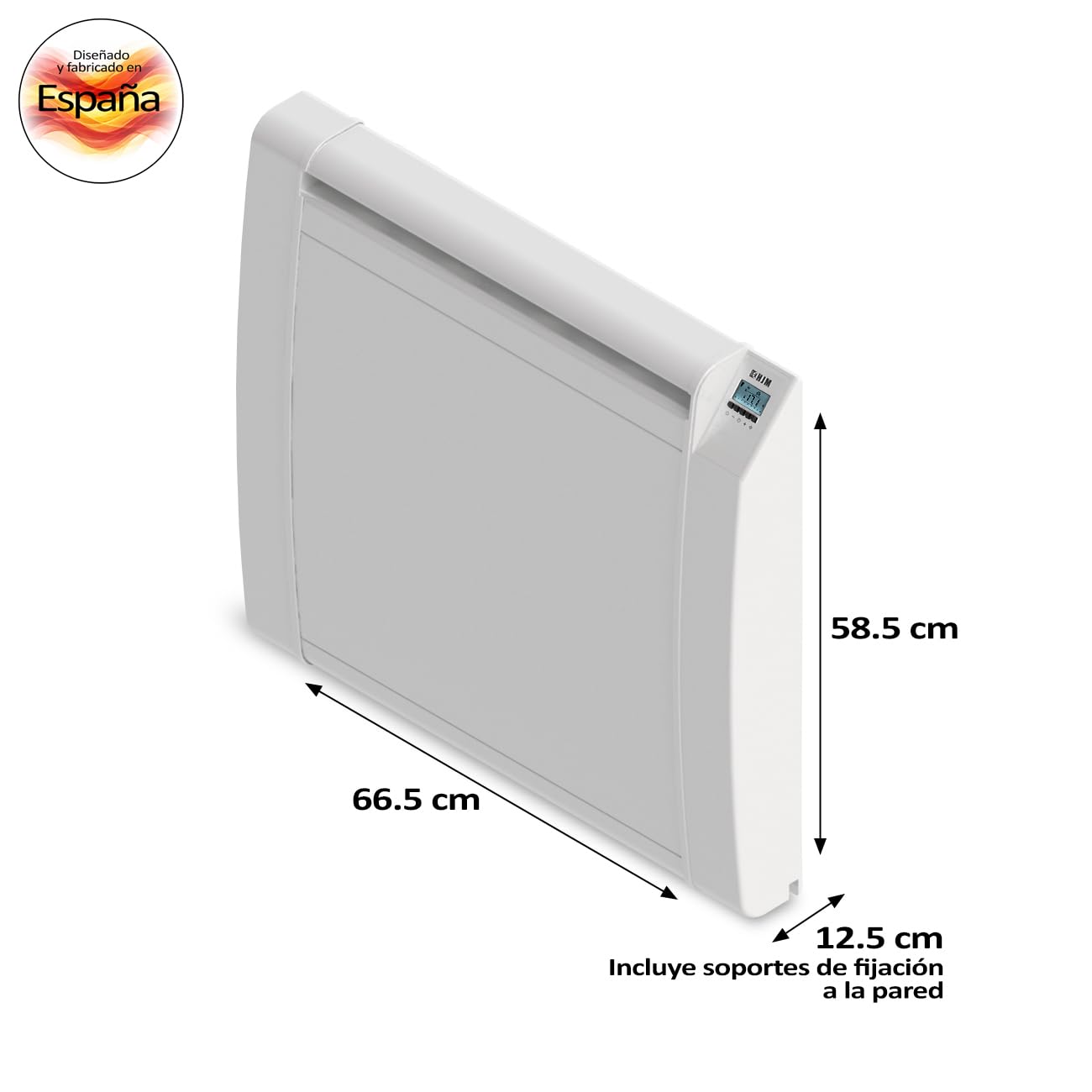 HJM AMC1500 Emisor térmico cerámico Bajo Consumo | Programable | Pantalla LCD | 1500 W | Blanco, 230 V