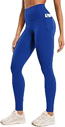 Calça legging feminina de cintura alta macia para ioga com bolsos 67,3 cm entrepernas