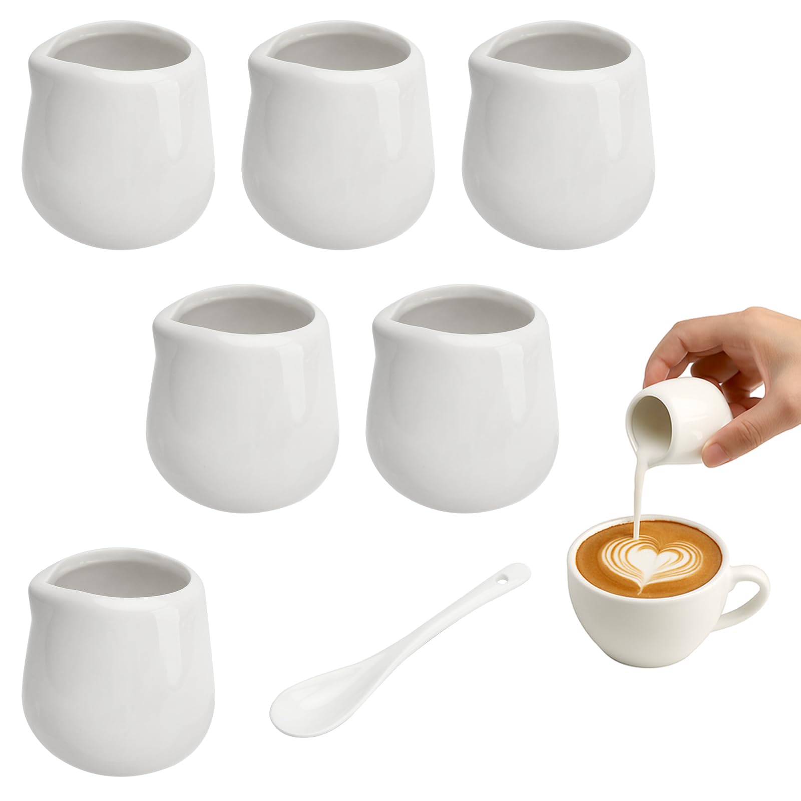 lot 6 pots lait porcelaine avec