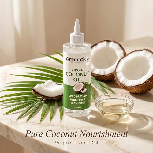 Image of AROMATICO 100% Pure Virgin Coconut Oil Cold Pressed for Healthy Hair & Skin, Natural solution for Moisturised Skin, Hair Care & Body - 100ml